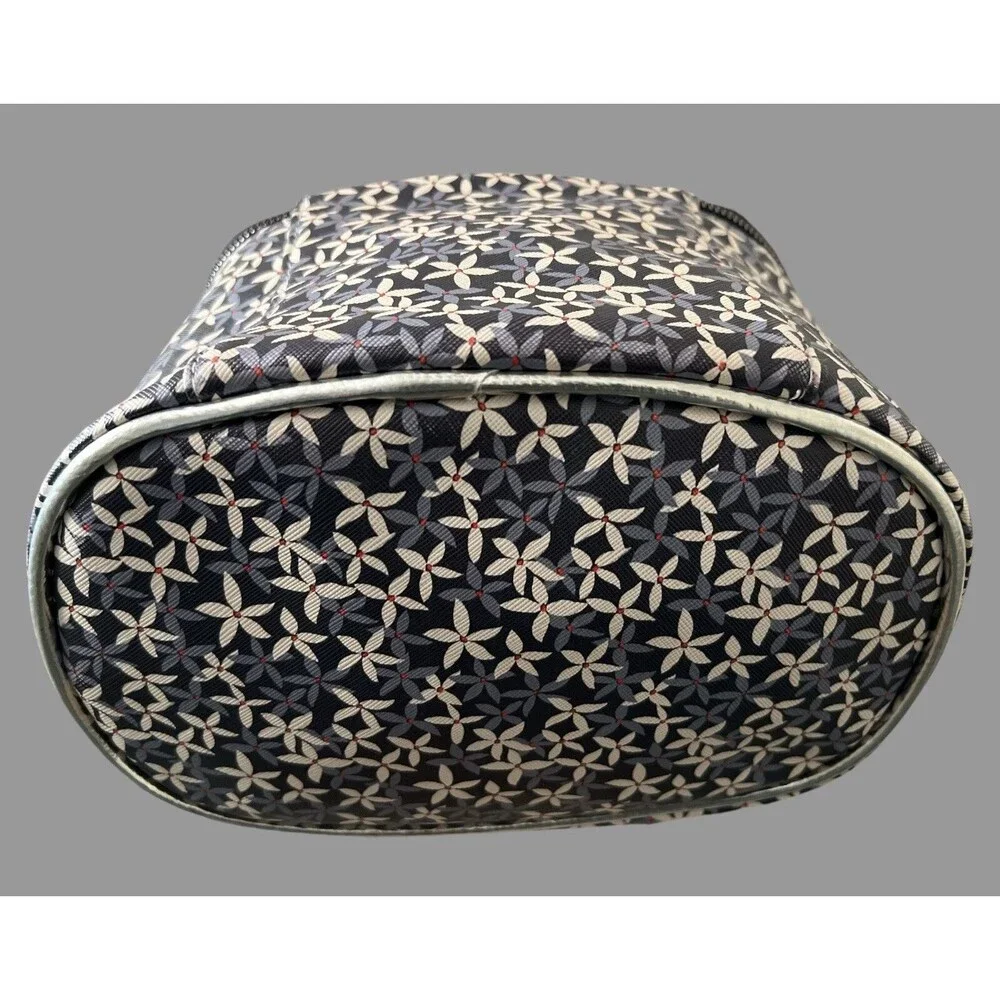 Nicole Miller New York Blue Floral Cosmetic Bag Travel Toiletry Case 9x6x6